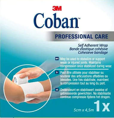 3M COHEBAN BANDE DE CONTENTION COHESIVE ELASTIQUE BLANC 5CMX2 3CM