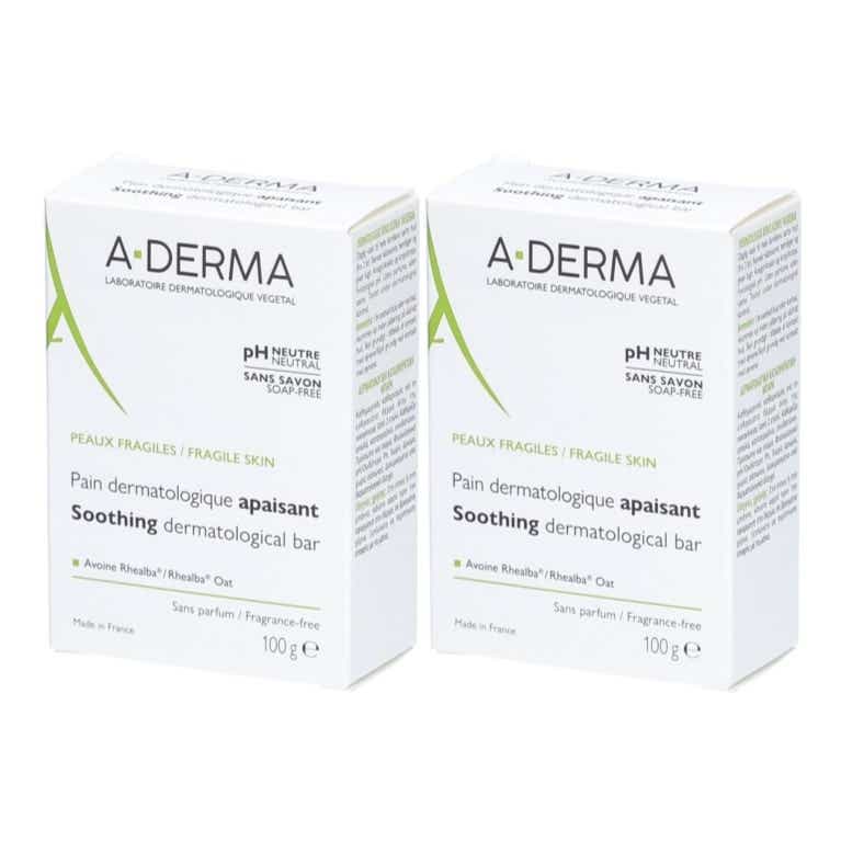 A DERMA LES INDISPENSABLES PAIN DERMATOLOGIQUE APAISANT 2 BOITES DE 100G