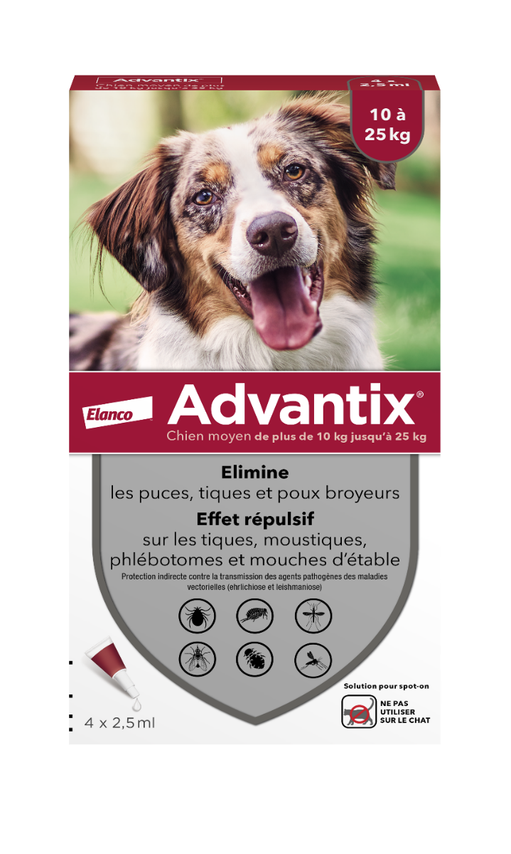 ADVANTIX ADVANTIX ANTIPARASITAIRE EXTERNE MOYEN CHIEN 4 PIPETTES