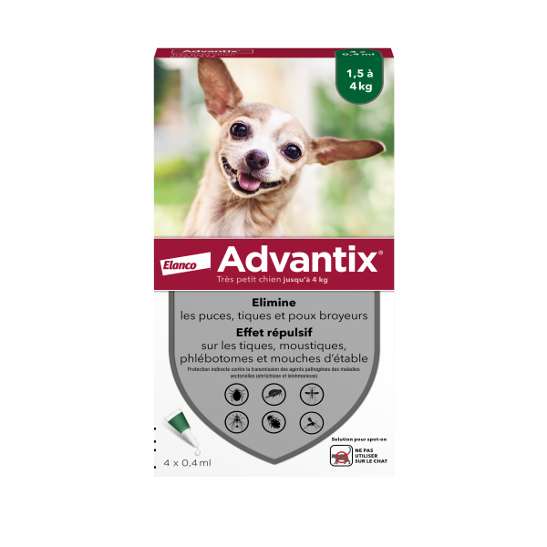 ADVANTIX ADVANTIX ANTIPARASITAIRE EXTERNE TRES PETIT CHIEN 4 PIPETTES