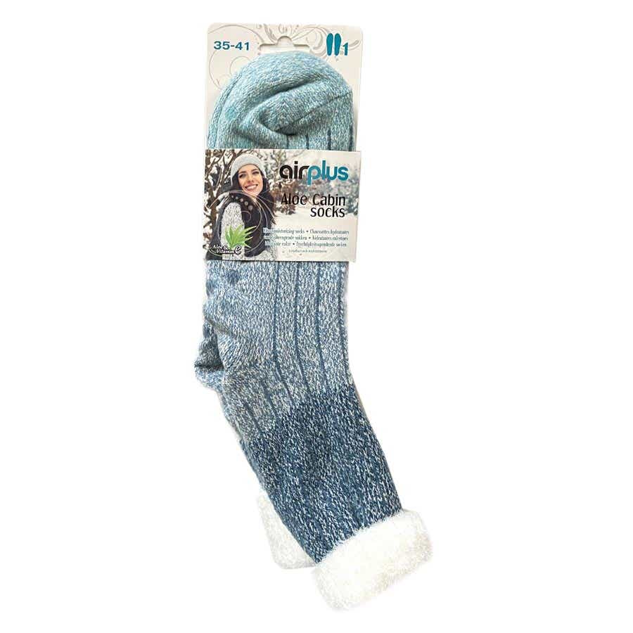 AIR PLUS ALOE CABIN CHAUSSETTES HYDRATANTES COCOONING BLEU POINTURE 35 41 1 PAIRE