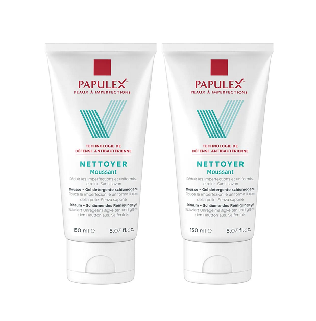 ALLIANCE PHARMA PAPULEX GEL NETTOYANT MOUSSANT DUO 2X150 ML