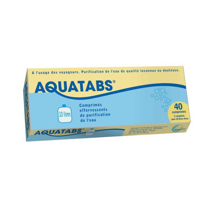 AQUATABS PURIFICATION D EAU 10L 40 COMPRIMES EFFERVESCENTS
