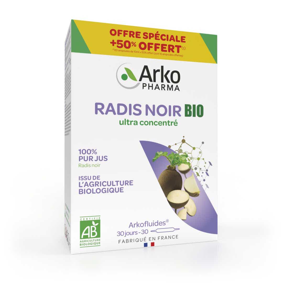 ARKOPHARMA ARKOFLUIDES RADIS NOIR BIO 20 AMPOULES 10 OFFERTES