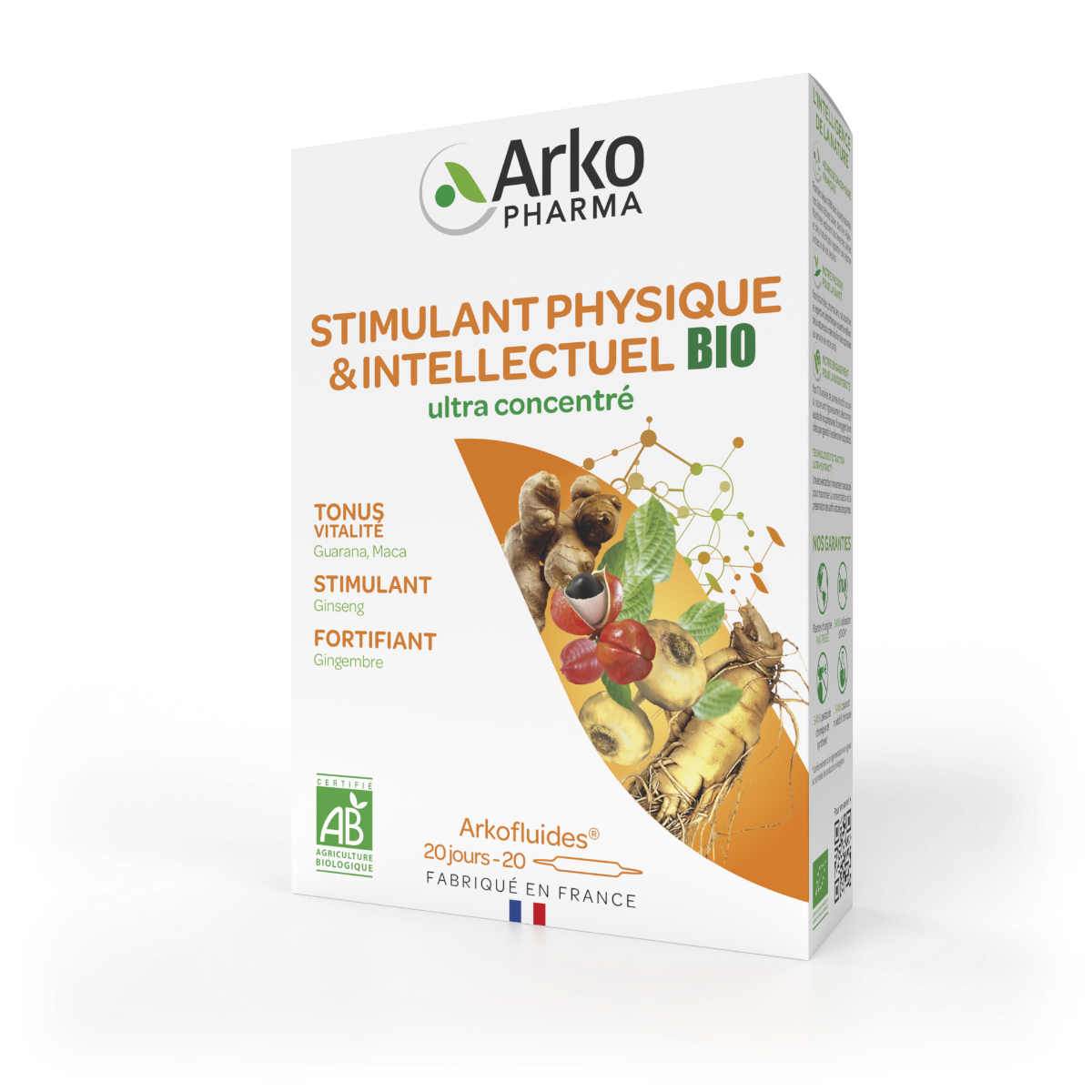 ARKOPHARMA ARKOFLUIDES STIMULANT PHYSIQUE 20 AMPOULES DE 10ML