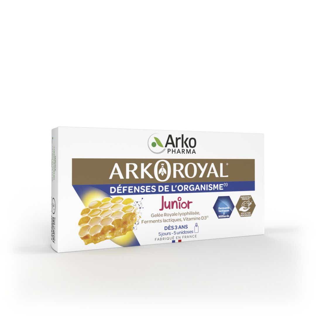 ARKOPHARMA ARKOROYAL GELEE ROYALE FERMENTS LACTIQUES LYOPHILISES VITAMINE D3 ENFANT 5X10ML