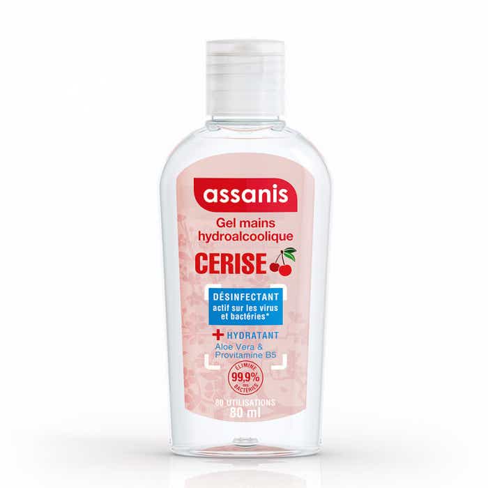 ASSANIS GEL HYDROALCOOLIQUE SANS RINCAGE POUR LES MAINS SENTEUR CERISE 80ML