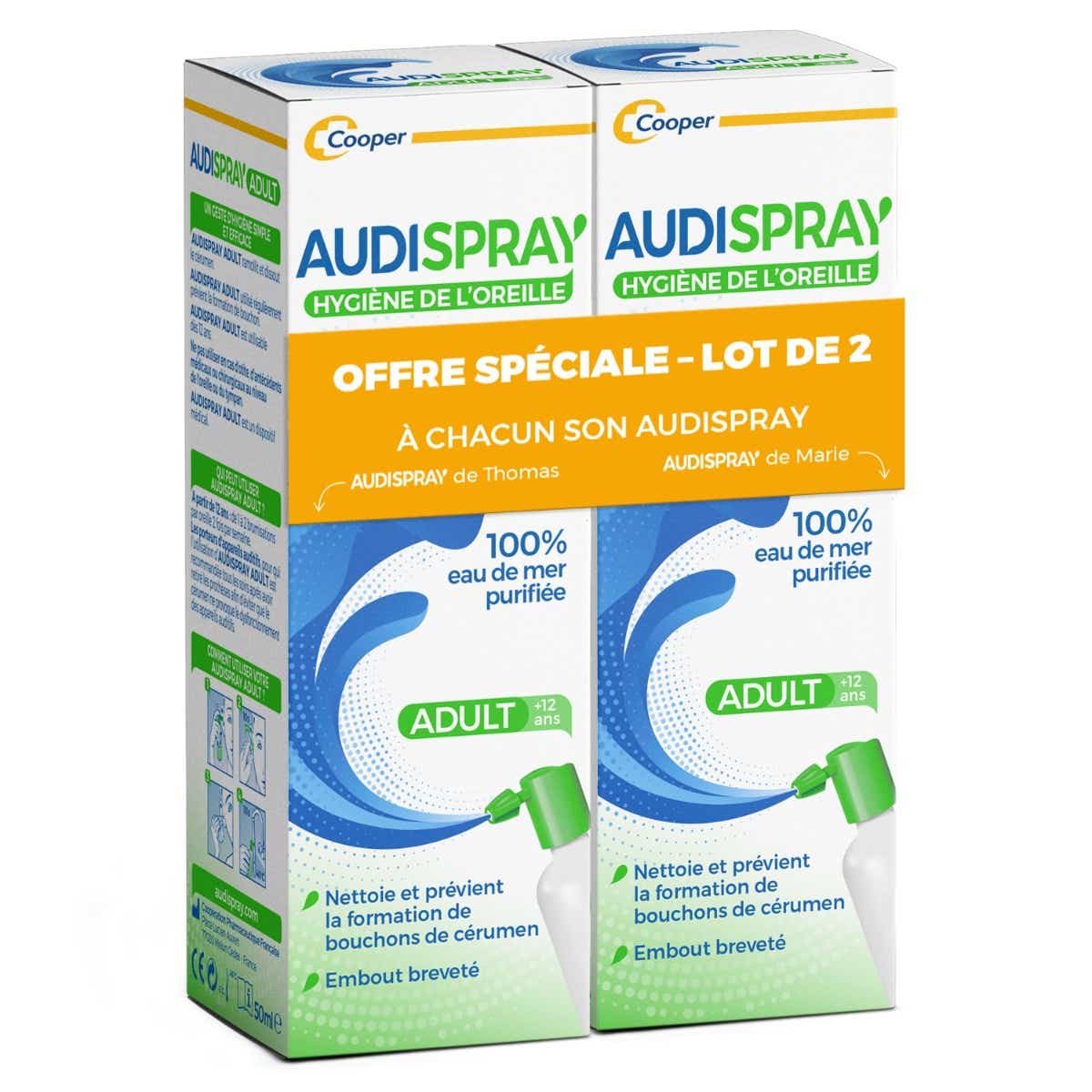 AUDISPRAY HYGIENE DE L OREILLE ADULTE 2X50ML