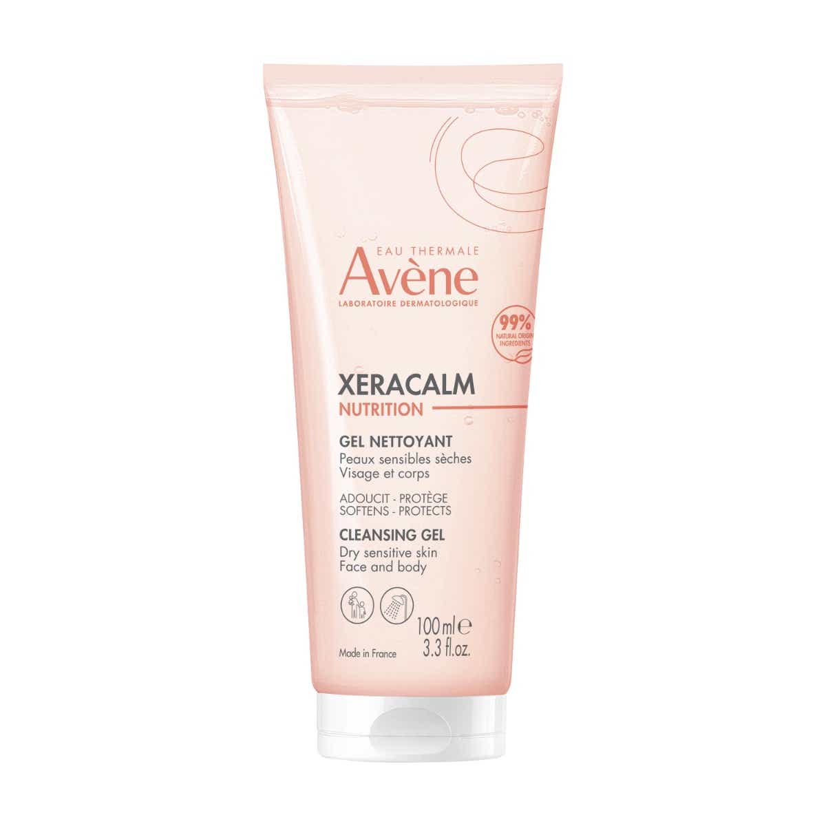 AVENE XERACALM NUTRITION GEL NETTOYANT VISAGE ET CORPS PEAUX SENSIBLES ET SECHES 100ML