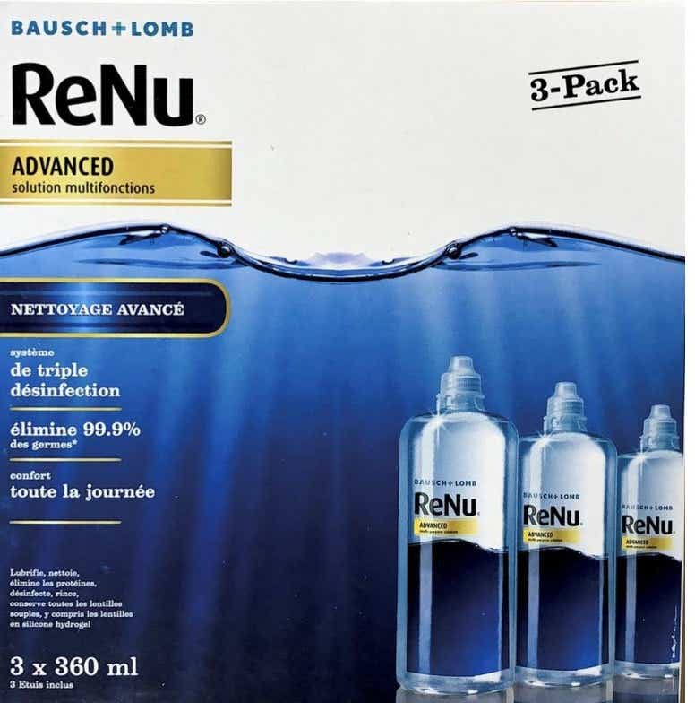 BAUSCH AND LOMB RENU ADVANCED SOLUTION MULTIFONCTIONS POUR LENTILLES 3X360ML