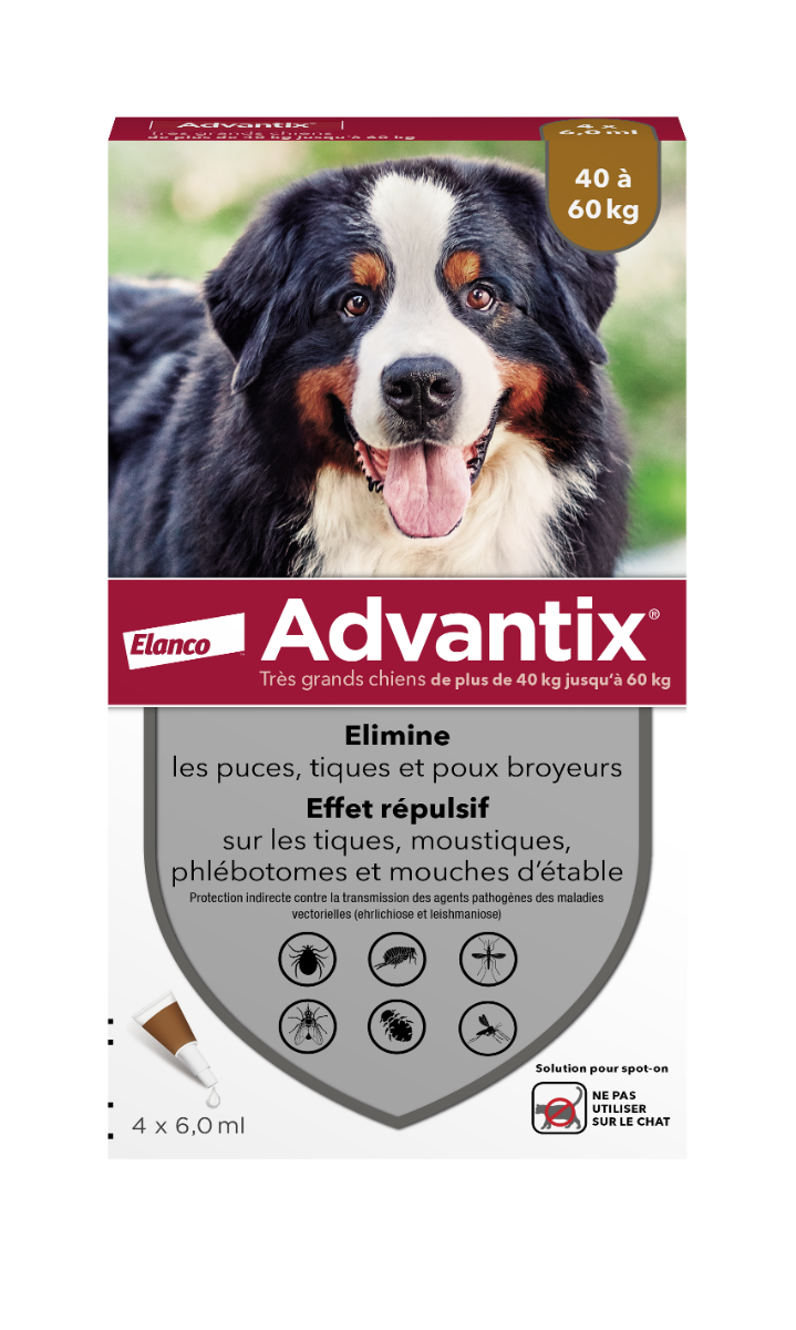 BAYER ADVANTIX GRAND CHIEN 40 A 60 KG 4 PIPETTES
