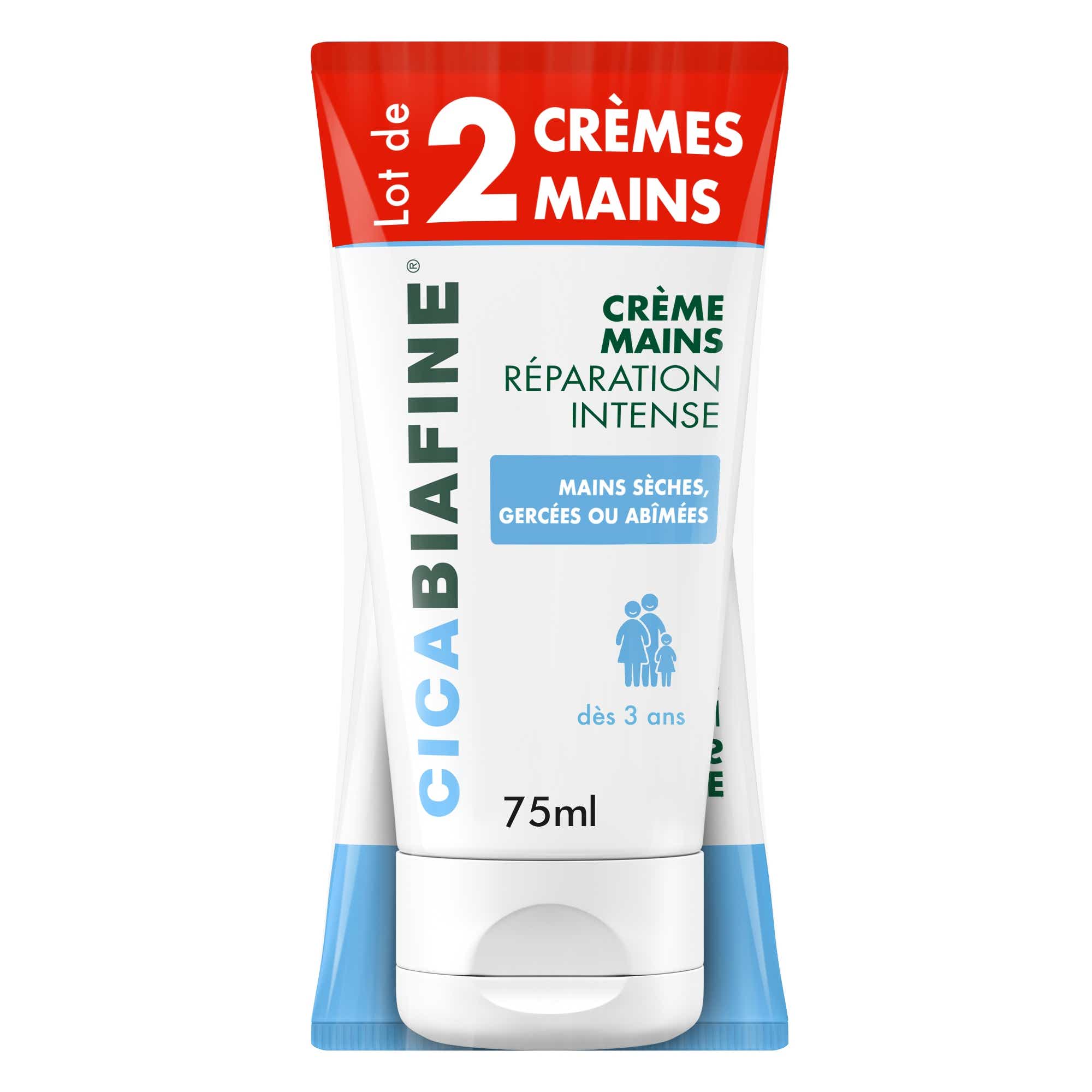 BIAFINE CICABIAFINE CREME MAINS REPARATION INTENSE 2 TUBES DE 75ML