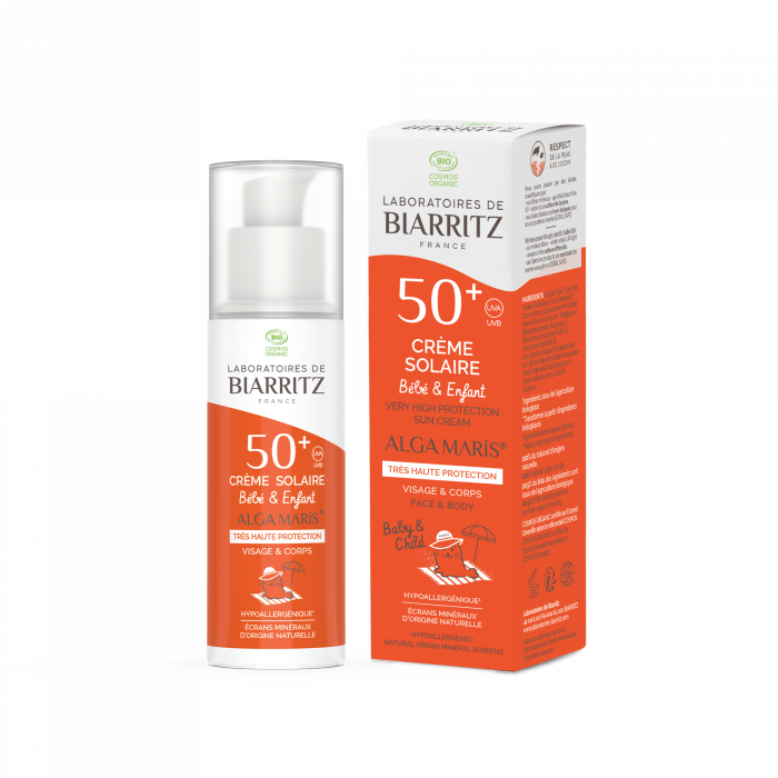 BIARRITZ SOINS SOLAIRES CREME SOLAIRE BEBE ET ENFANT BIO SPF50 50ML