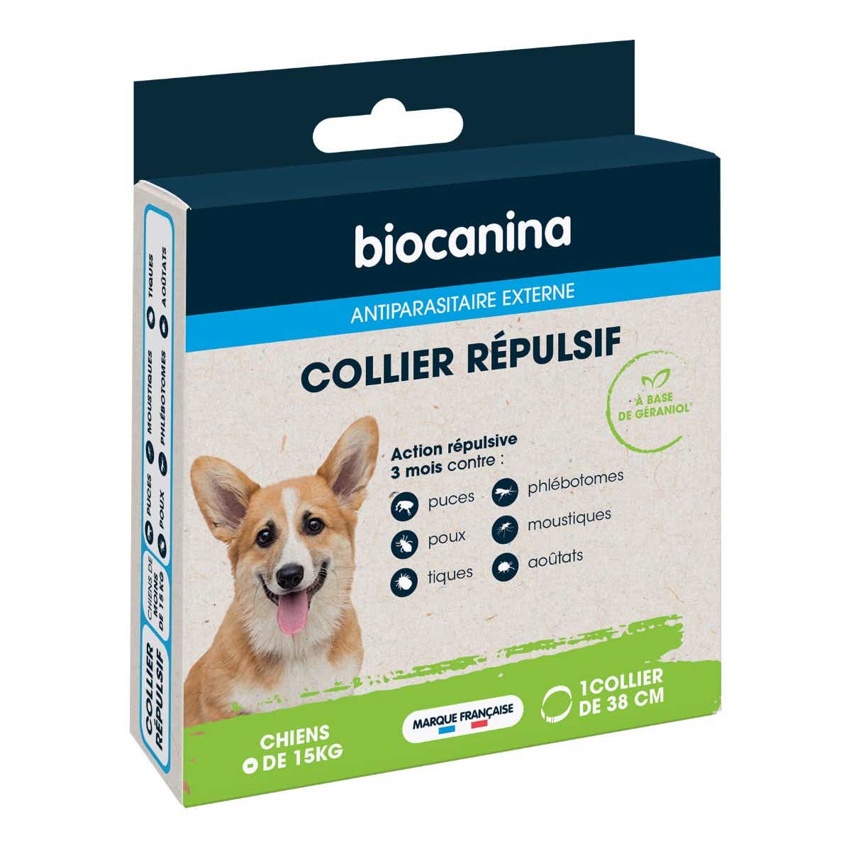 BIOCANINA ANTIPARASITAIRE EXTERNE COLLIER REPULSIF CHIEN DE MOINS DE 15 KG 1 UNITE