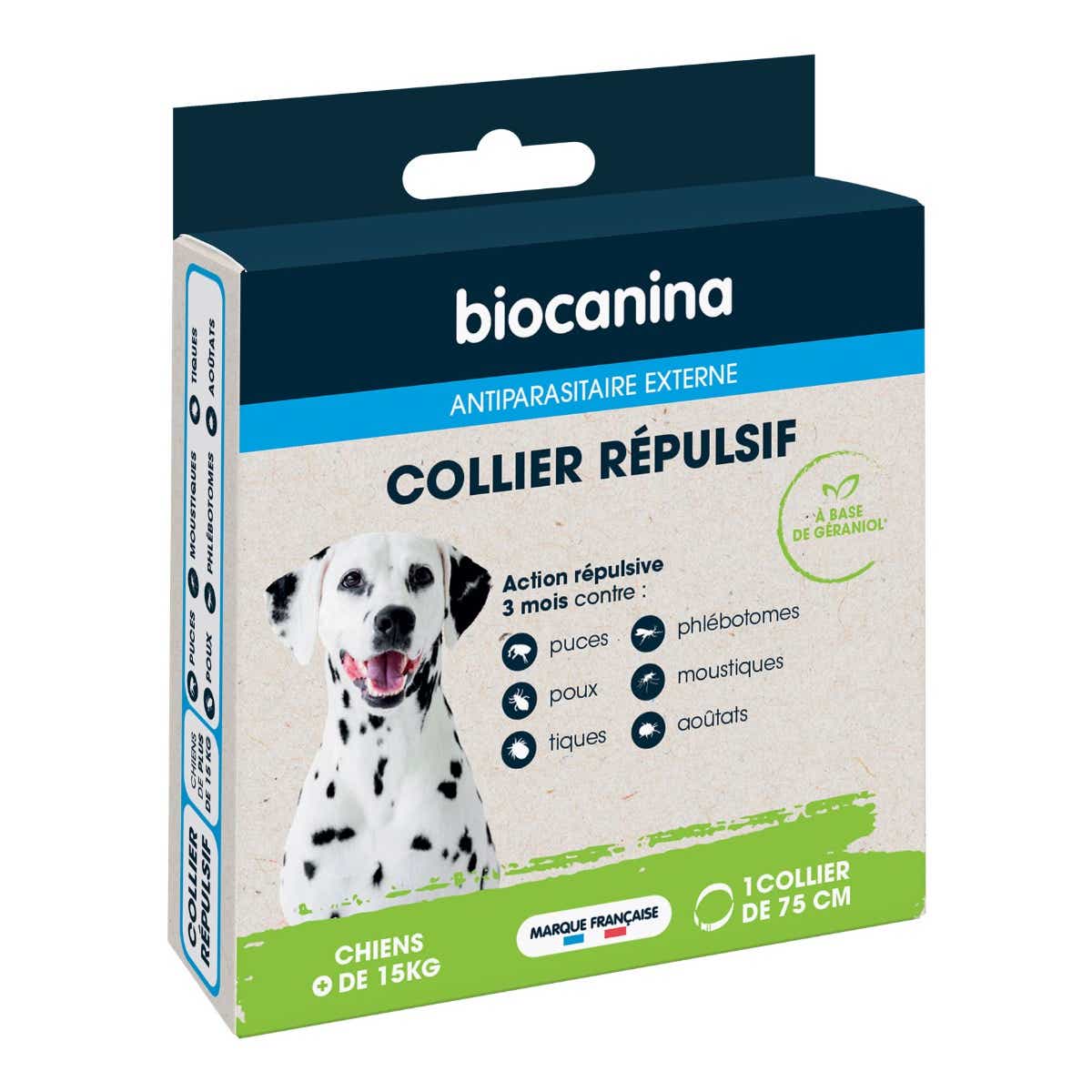 BIOCANINA ANTIPARASITAIRE EXTERNE COLLIER REPULSIF CHIEN DE PLUS DE 15 KG 1 UNITE