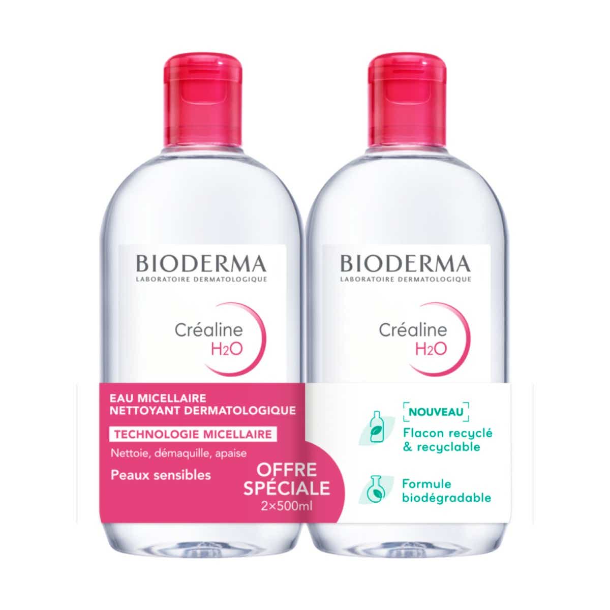 BIODERMA CREALINE H2O SANS PARFUM LOT 2 X 500ML