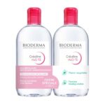BIODERMA CREALINE H2O TS EAU MICELLAIRE DEMAQUILLANTE VISAGE ET YEUX PEAUX SENSIBLES TRES SECHES 2X500ML