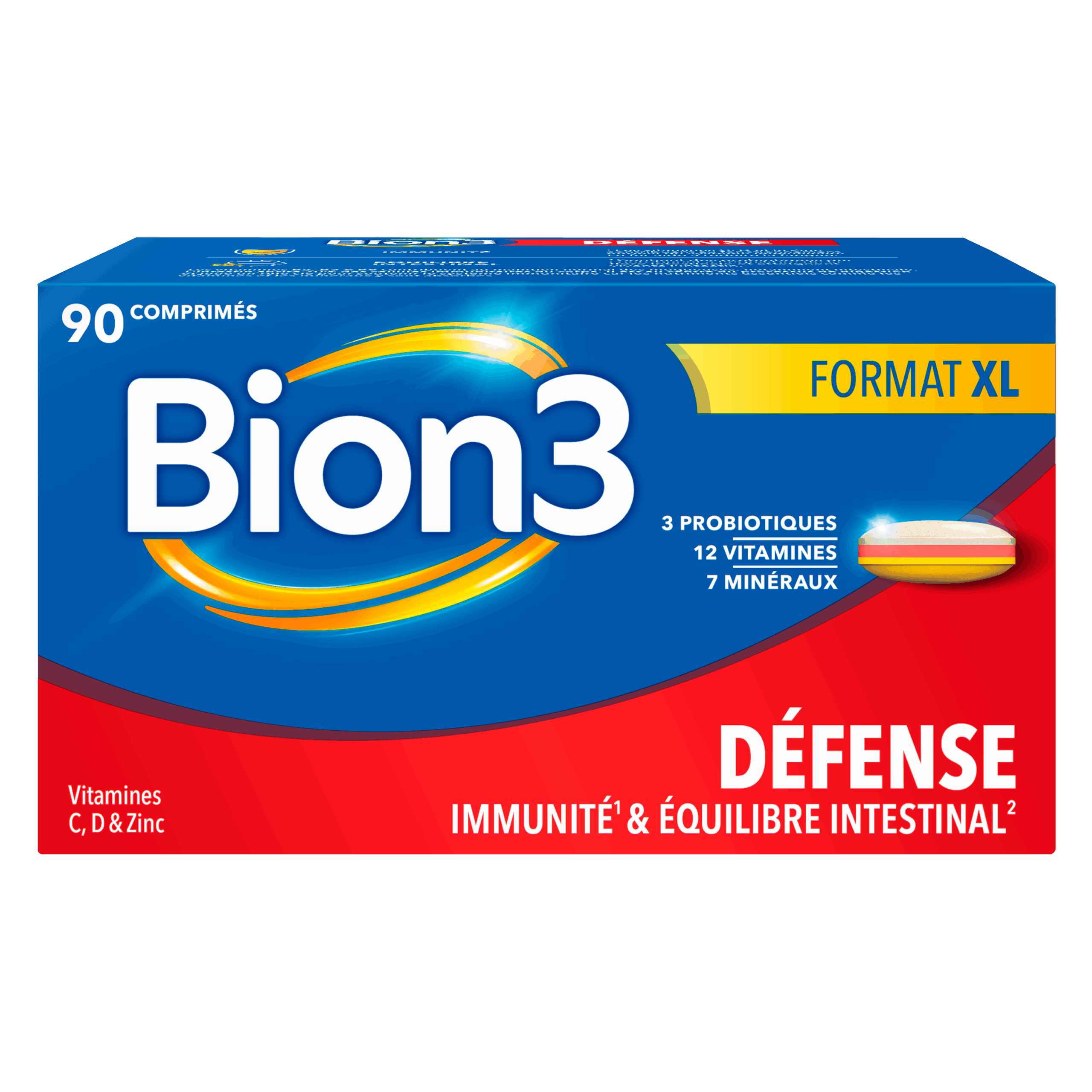 BION3 DEFENSE SOUTIEN DES DEFENSES IMMUNITAIRES VITAMINES C D ZINC 90 COMPRIMES