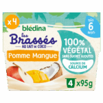 BLEDINA LES BRASSES 100 VEGETAL AU LAIT DE COCO GOUT MANGUE DES 6 MOIS 4X95G