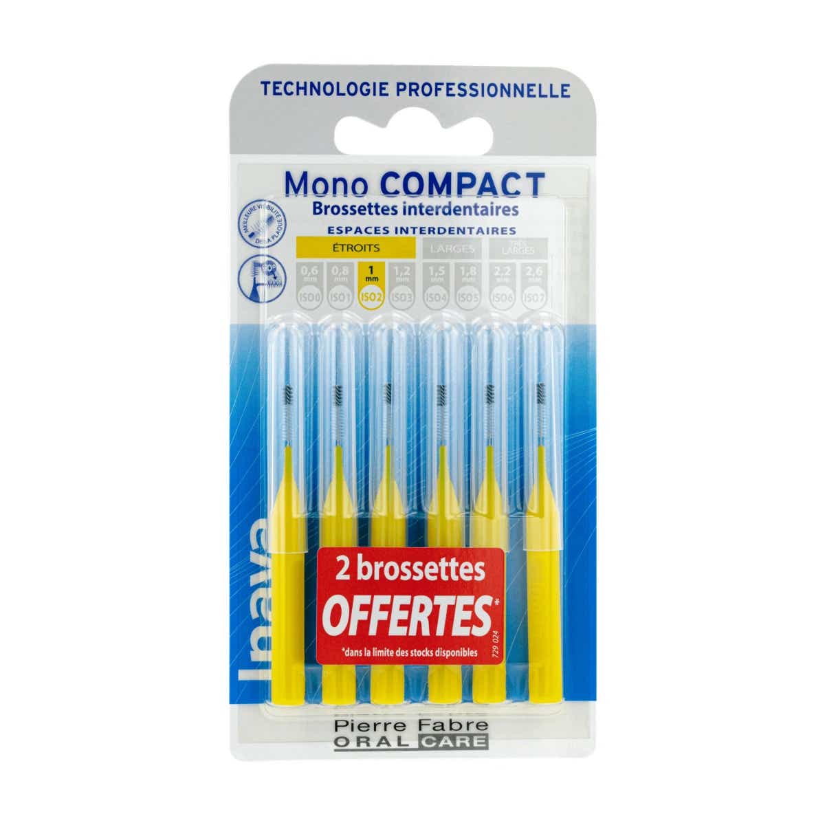 BROSSETTES INTERDENTAIRES MONO COMPACT JAUNE ETROITE 4 2 UNITES