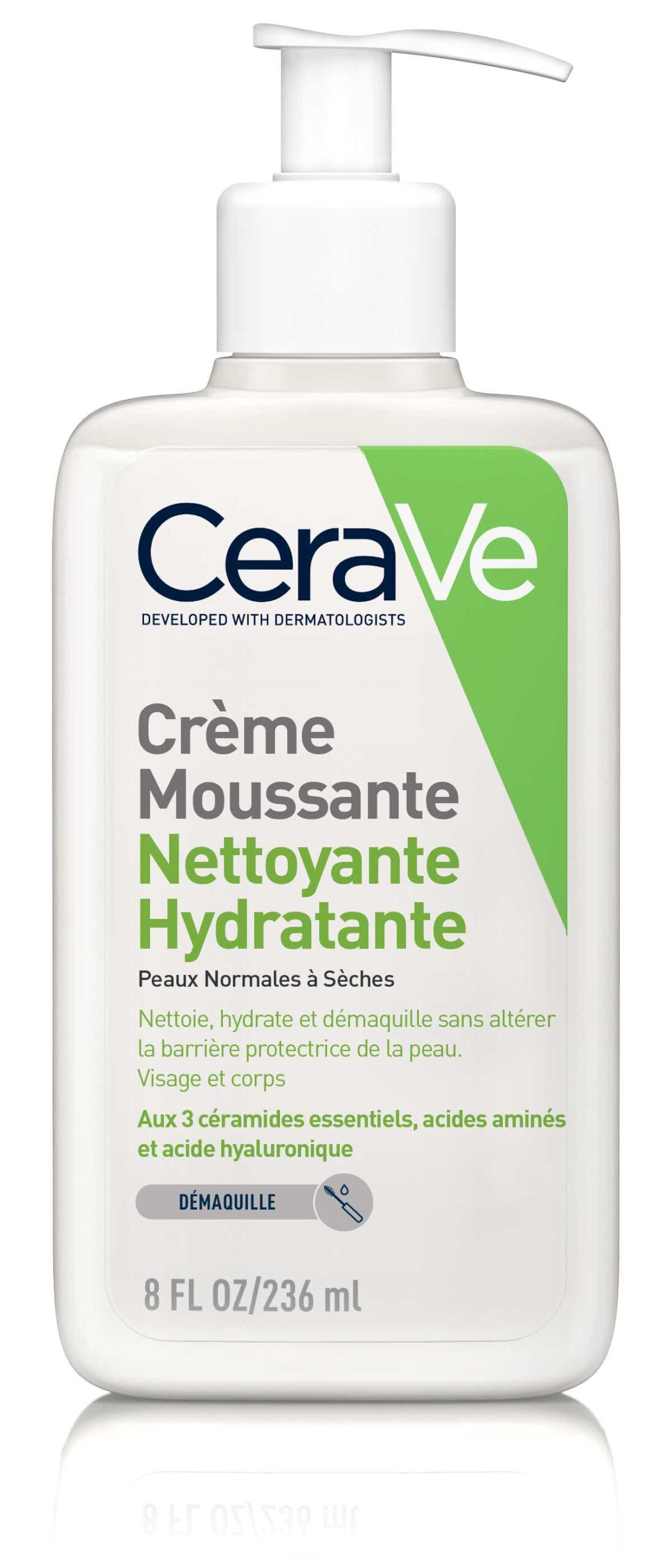 CERAVE CREME MOUSSANTE NETTOYANTE HYDRATANTE VISAGE POUR LES PEAUX NORMALES A SECHES 236ML