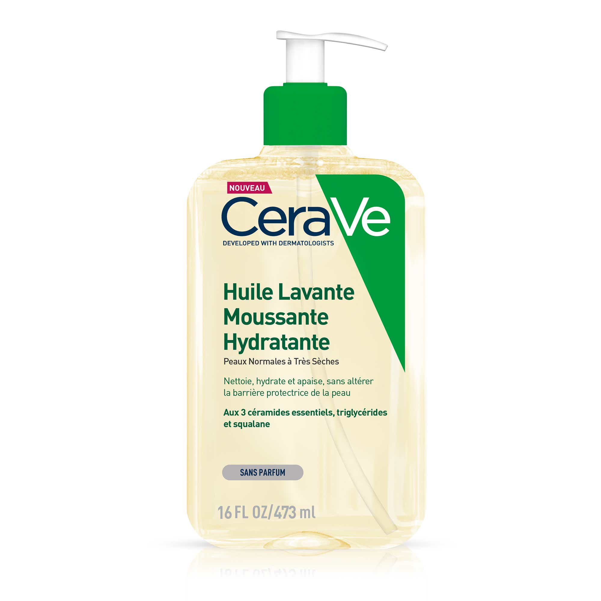 CERAVE HUILE LAVANTE MOUSSANTE HYDRATANTE PEAUX NORMALES TRES SECHES 473ML