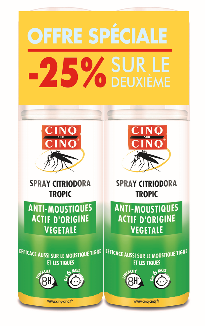 CINQ SUR CINQ REPULSIF MOUSTIQUES SPRAY CITRIODORA ANTI MOUSTIQUES TOUTES ZONES 2X100ML