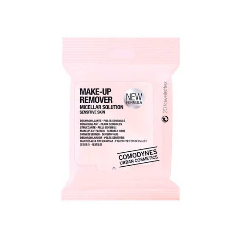 COMODYNES MAKE UP REMOVER EAU MICELLAIRE PEAU SENSIBLE 20 LINGETTES