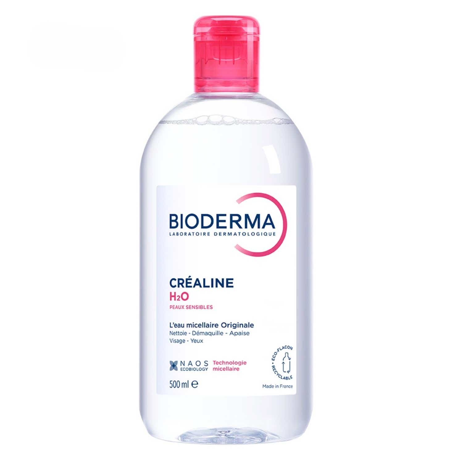 CREALINE H2O EAU MICELLAIRE DEMAQUILLANTE VISAGE ET YEUX PEAUX SENSIBLES 500ML