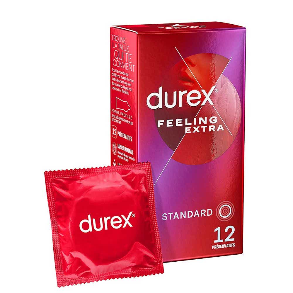 DUREX FEELING EXTRA PRESERVATIFS FINS ET EXTRA LUBRIFIES 12 UNITES