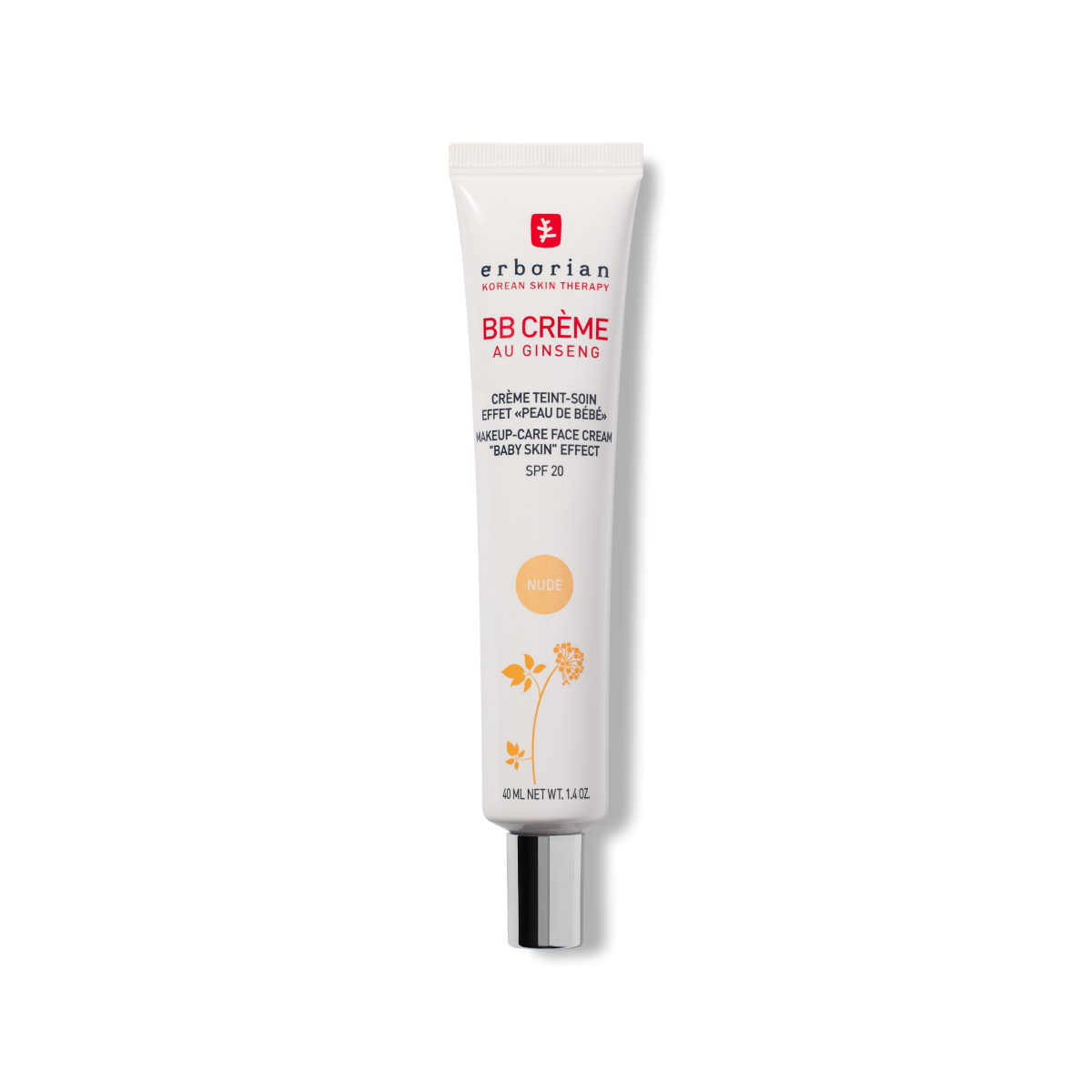ERBORIAN BB CREME AU GINSENG SPF 20 TEINTE NUDE TOUS TYPES DE PEAUX 40ML