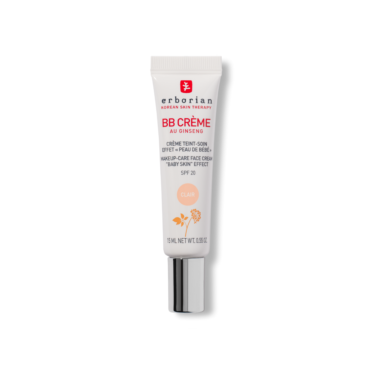 ERBORIAN BB CREME AU GINSENG SPF20 TEINTE CLAIRE TOUS TYPES DE PEAUX 15ML