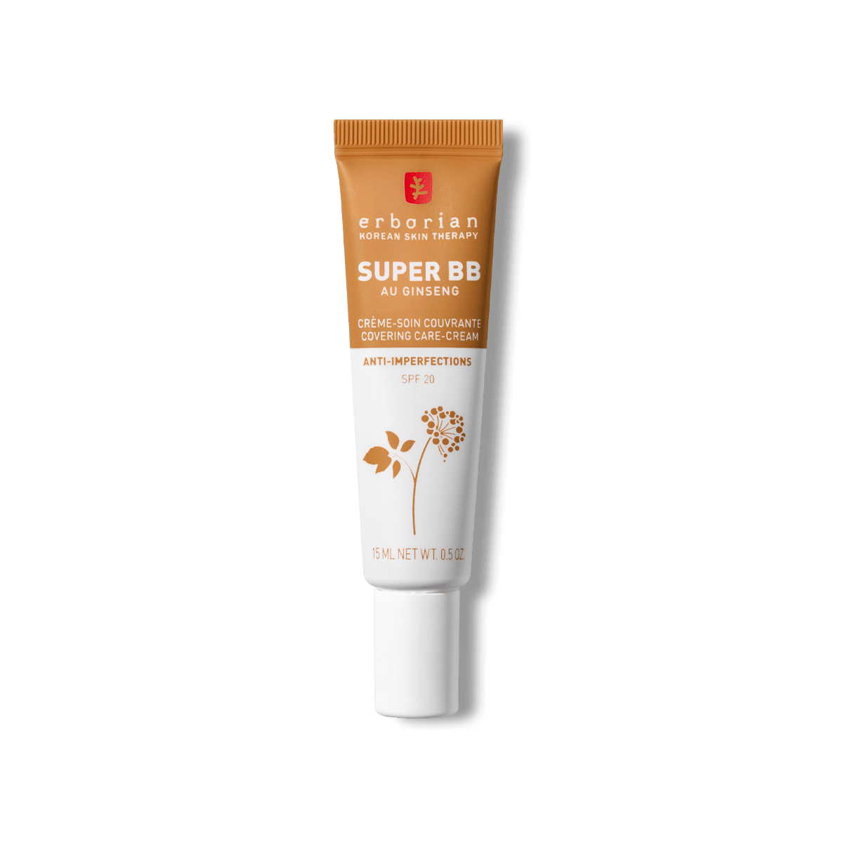 ERBORIAN SUPER BB CREME SOIN COUVRANTE ANTI IMPERFECTIONS TEINTEE CARAMEL SPF20 PEAUX A IMPERFECTIONS 15ML