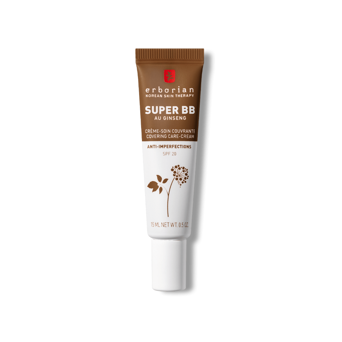 ERBORIAN SUPER BB CREME SOIN COUVRANTE ANTI IMPERFECTIONS TEINTEE CHOCOLAT SPF20 PEAUX A IMPERFECTIONS 15ML