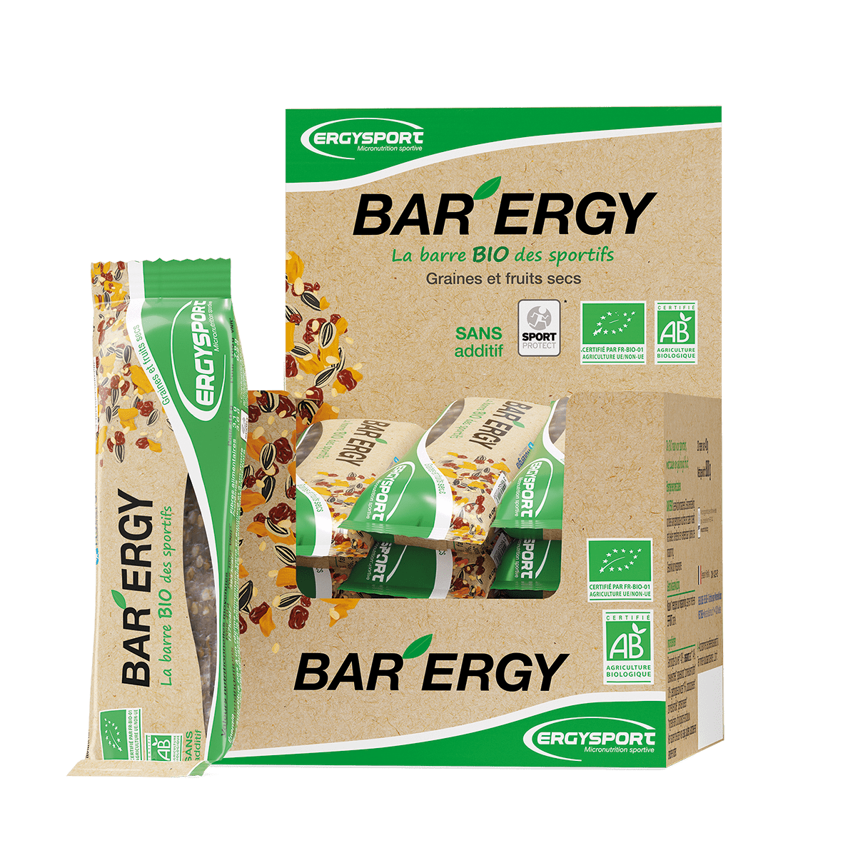 ERGYSPORT BAR ERGY BIO GRAINES ET FRUITS SECS 40G