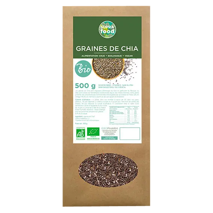 EXOPHARM SUPRA FOOD GRAINES DE CHIA BIO 500G