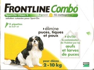 FRONTLINE COMBO SPOT ON CHIENS 2 A 10KG 6 PIPETTES DE 067ML