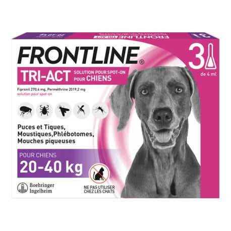 FRONTLINE TRI ACT SPOT ON CHIENS 20 A 40KG 3 PIPETTES DE 4ML