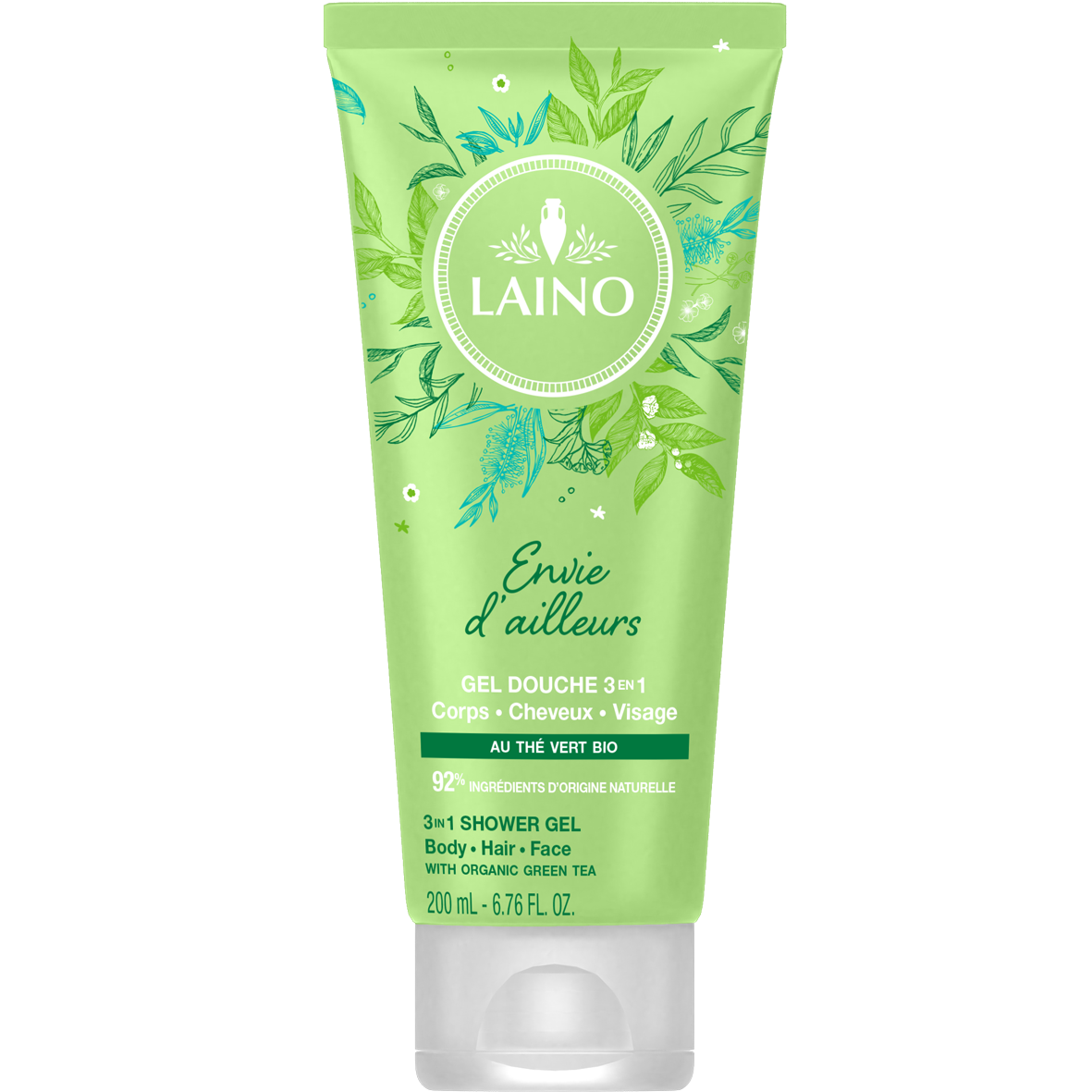 GEL DOUCHE 3EN1 CORPS VISAGE CHEVEUX ENVIE D AILLEURS AU THE VERT BIO 200ML