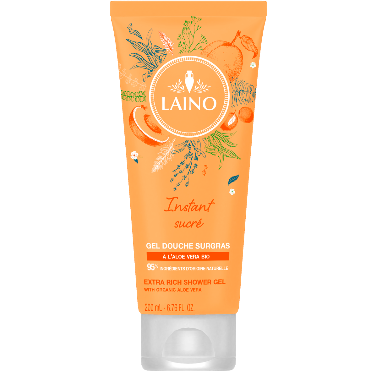 GEL DOUCHE SURGRAS INSTANT SUCRE A L ALOE VERA BIO PARFUM ABRICOT 200ML