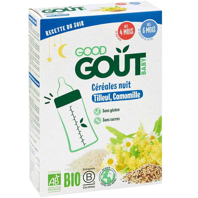GOOD GOUT CEREALES NUIT TILLEUL ET CAMOMILLE BIO DES 4 MOIS 220G