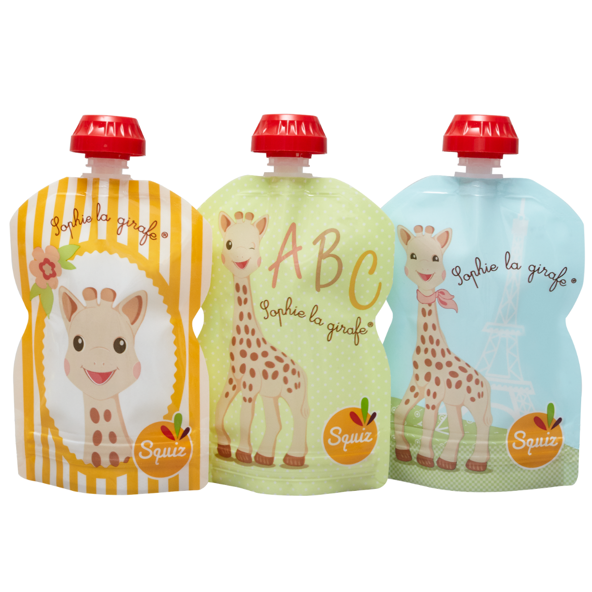 GOURDES REUTILISABLES SOPHIE LA GIRAFE 3X90ML 1 SQUIZ ZIP
