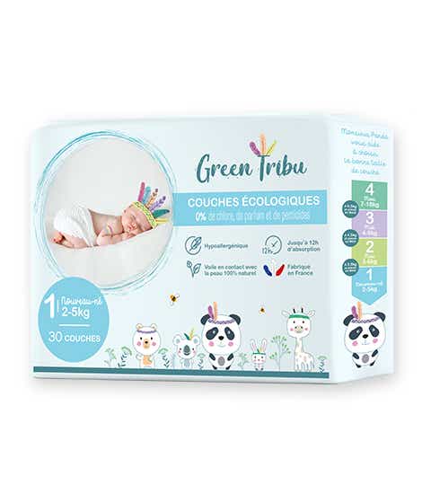 GREEN TRIBU COUCHES ECOLOGIQUES NOUVEAU NE TAILLE 1 DE 2 A 6 KG 30 COUCHES