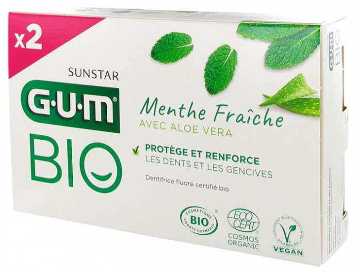 GUM DENTIFRICE FLUORE MENTHE FRAICHE ALOE VERA BIO 2X75ML