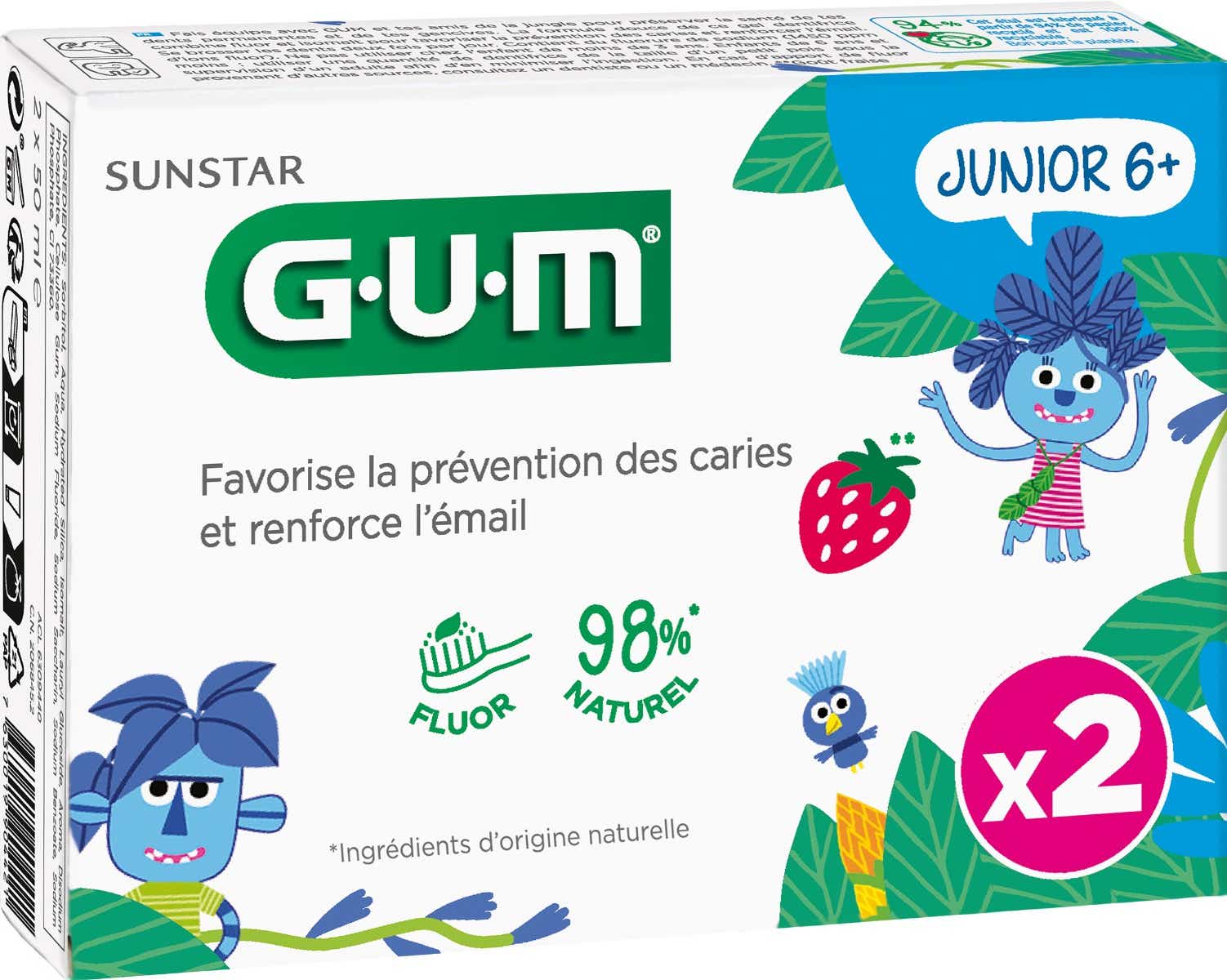 GUM DENTIFRICE JUNIO 6 PREVENTION CARIES 2X50ML
