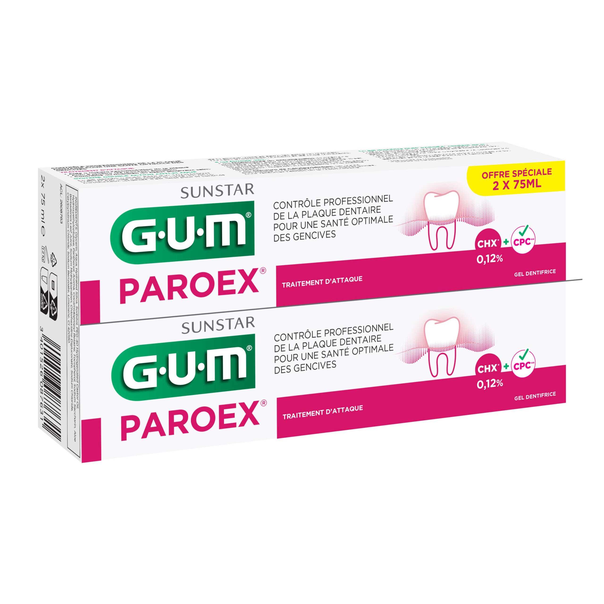 GUM DENTIFRICE PAROEX DUO 2X75ML