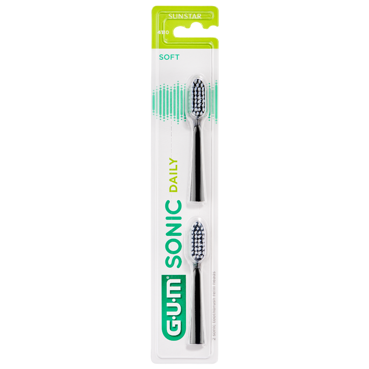 GUM SONIC DAILY RECHARGES NOIRES BROSSE A DENTS ELECTRIQUE LOT DE 2