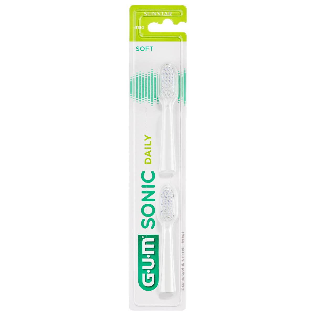 GUM SONIC DAILY TETES DE BROSSE A DENTS SOUPLE X2