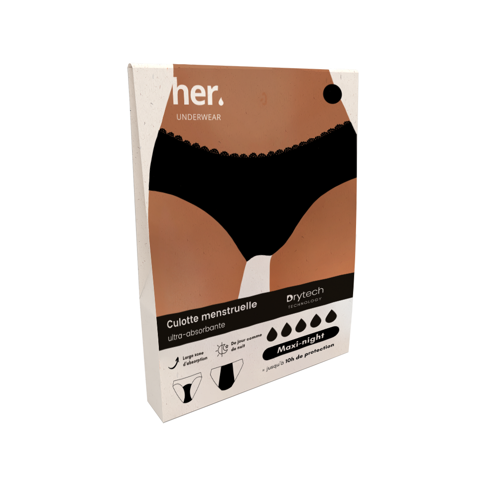 HER UNDERWEAR ALMA CULOTTE MENSTRUELLE BLACK ONYX TAILLE M