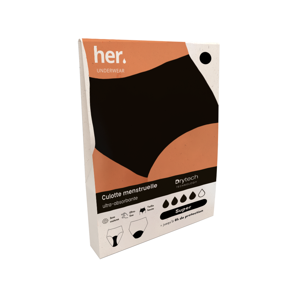 HER UNDERWEAR NORA CULOTTE MENSTRUELLE BLACK ONYX TAILLE XXL